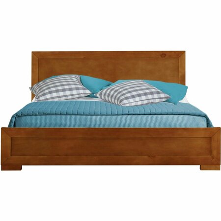 HOMEROOTS 35.4 x 63 x 82.3 in. Oak Wood Queen Size Platform Bed 397085